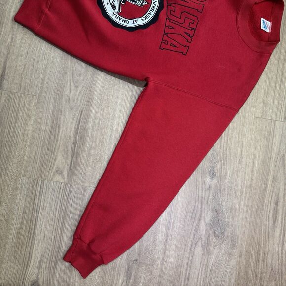 Vintage 90s Nebraska XL Red Spellout Crewneck Sweatshirt VTG Jerzees Made In USA - Picture 5 of 8